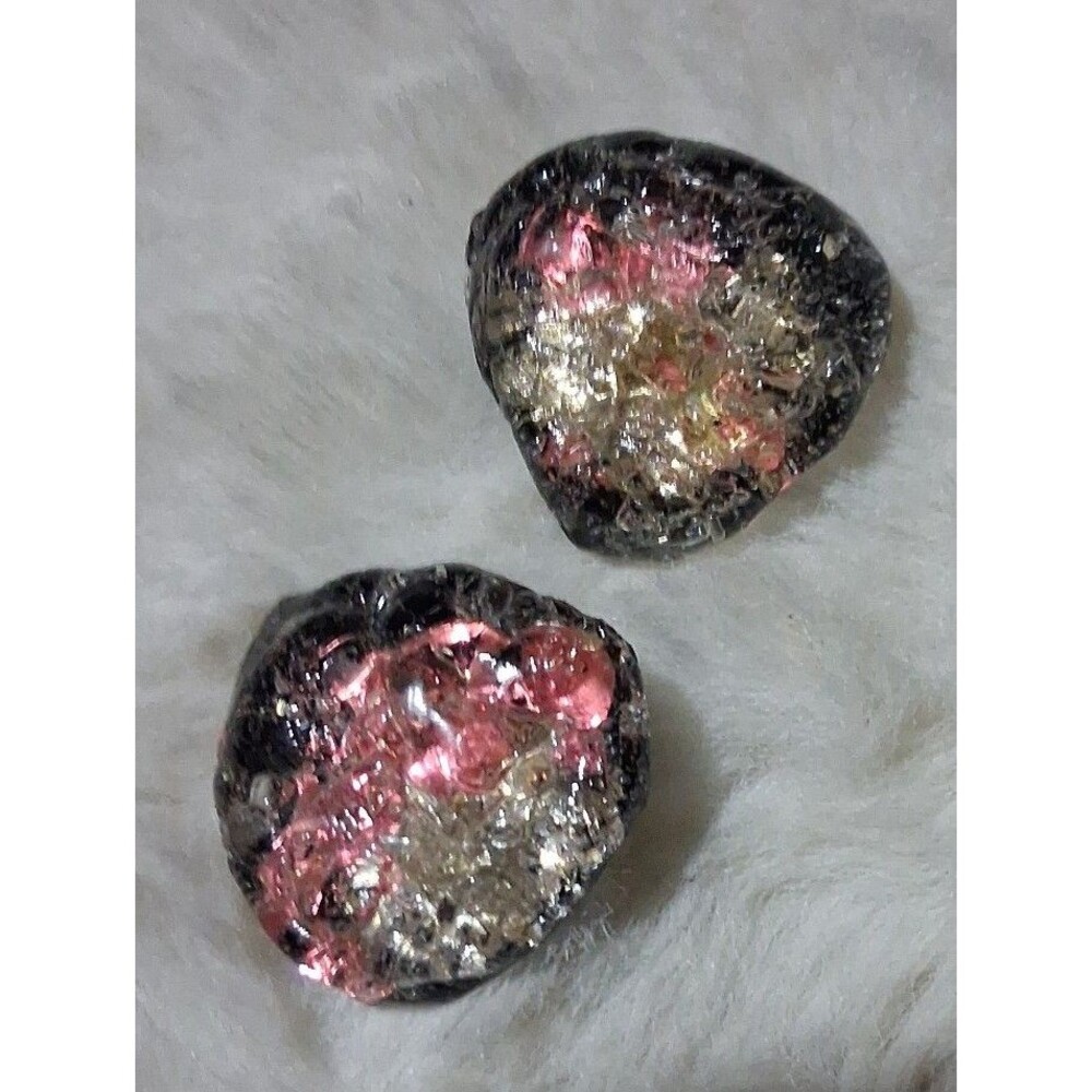 vintage confetti lucite garment buttons lot 2 pink, silver, black